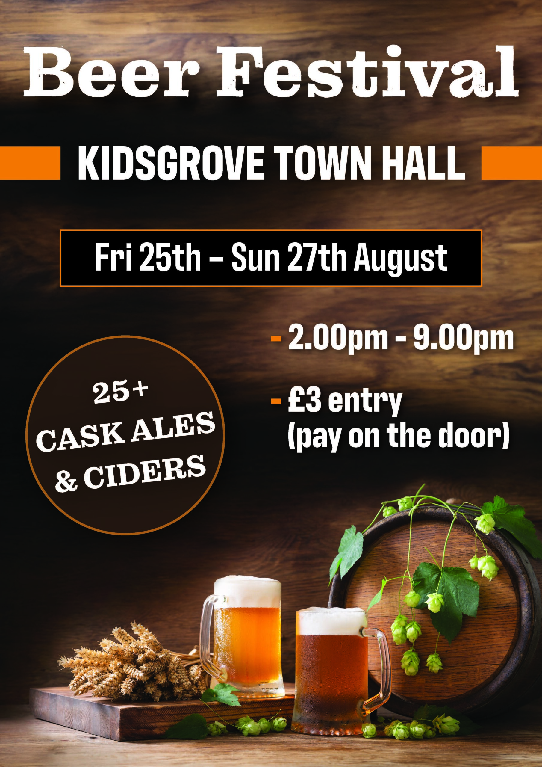 Beer Festival at Kidsgrove Town Hall – August Bank Holiday Weekend